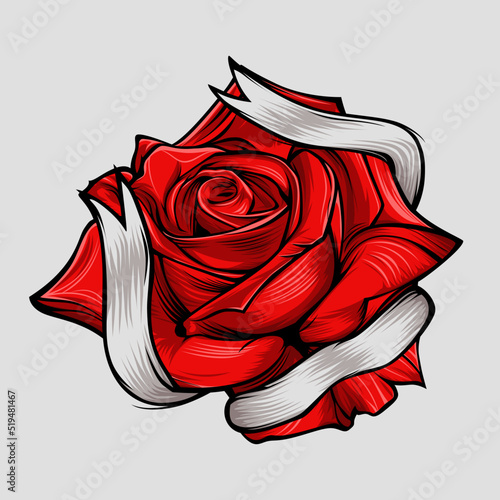 Red rose flower illustration vector design, flaming and very cool
