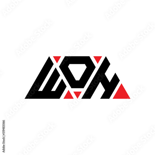 WOH triangle letter logo design with triangle shape. WOH triangle logo design monogram. WOH triangle vector logo template with red color. WOH triangular logo Simple, Elegant, and Luxurious Logo... photo