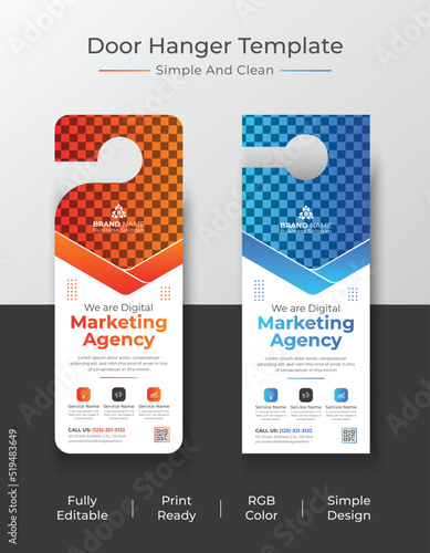 Simple and Corporate Door Sign Tag Or Door Hanger Template