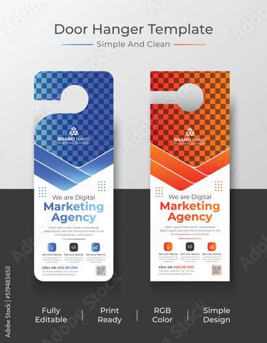 Simple and Corporate Door Sign Tag Or Door Hanger Template