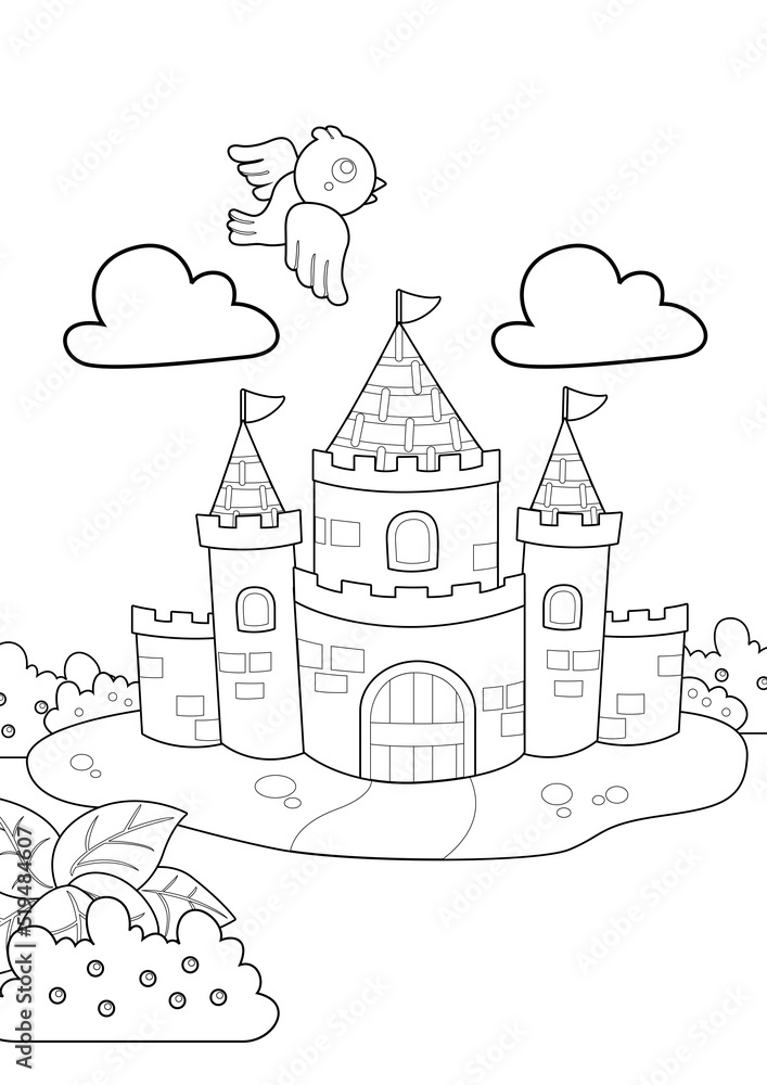 The Castle Theme Coloring Pages A4 for Kids and Adult