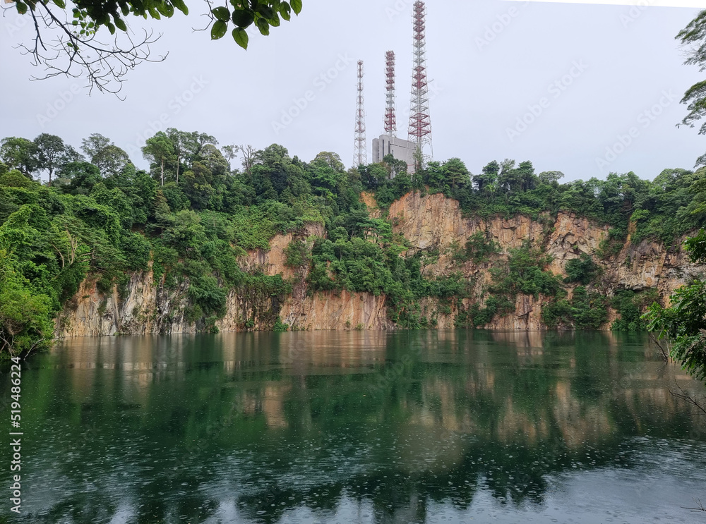 rocky quarry in a forest