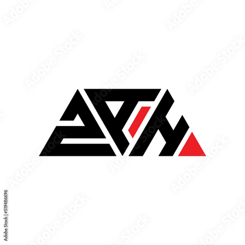 ZAH triangle letter logo design with triangle shape. ZAH triangle logo design monogram. ZAH triangle vector logo template with red color. ZAH triangular logo Simple  Elegant  and Luxurious Logo...