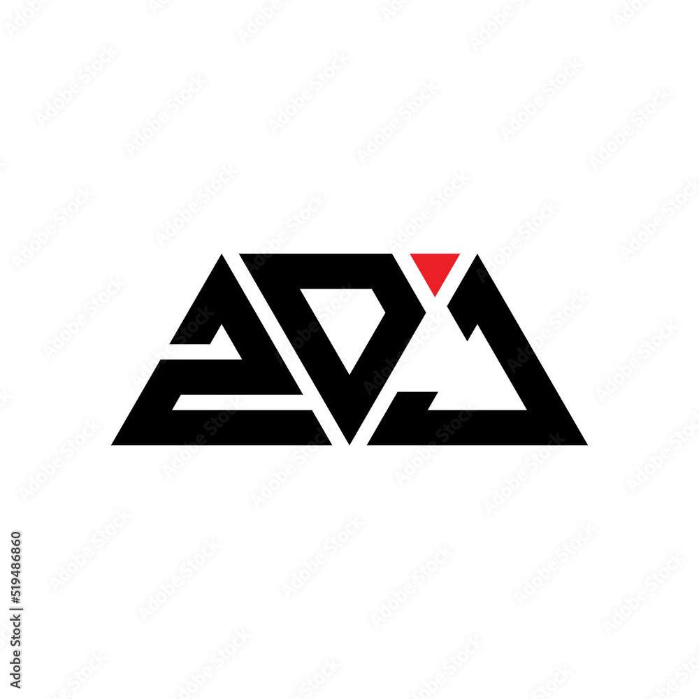 ZDJ triangle letter logo design with triangle shape. ZDJ triangle logo design monogram. ZDJ triangle vector logo template with red color. ZDJ triangular logo Simple, Elegant, and Luxurious Logo... - obrazy, fototapety, plakaty 