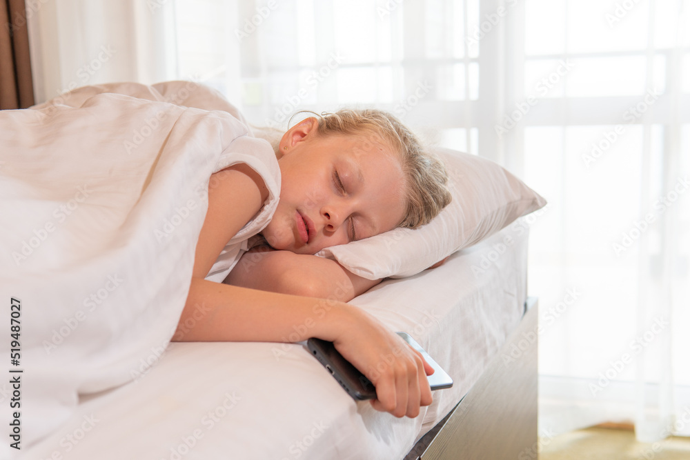 Sleep young beautiful mobile phone girl bed blanket view bedroom, from white pillow for person from home bedding, healthy relaxation. Indoors breathing relaxing, Sleep young beautiful mobile phone girl bed blanket view bedroom, from white pillow for person from home bedding, healthy relaxation. Indoors breathing relaxing,