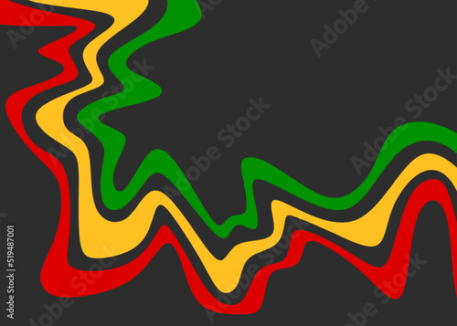 Abstract background with colorful wavy line pattern and with Jamaican color theme photo