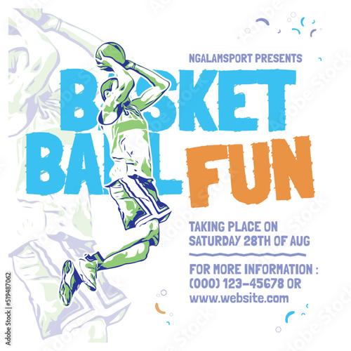 basketball fun tournament flyer template
