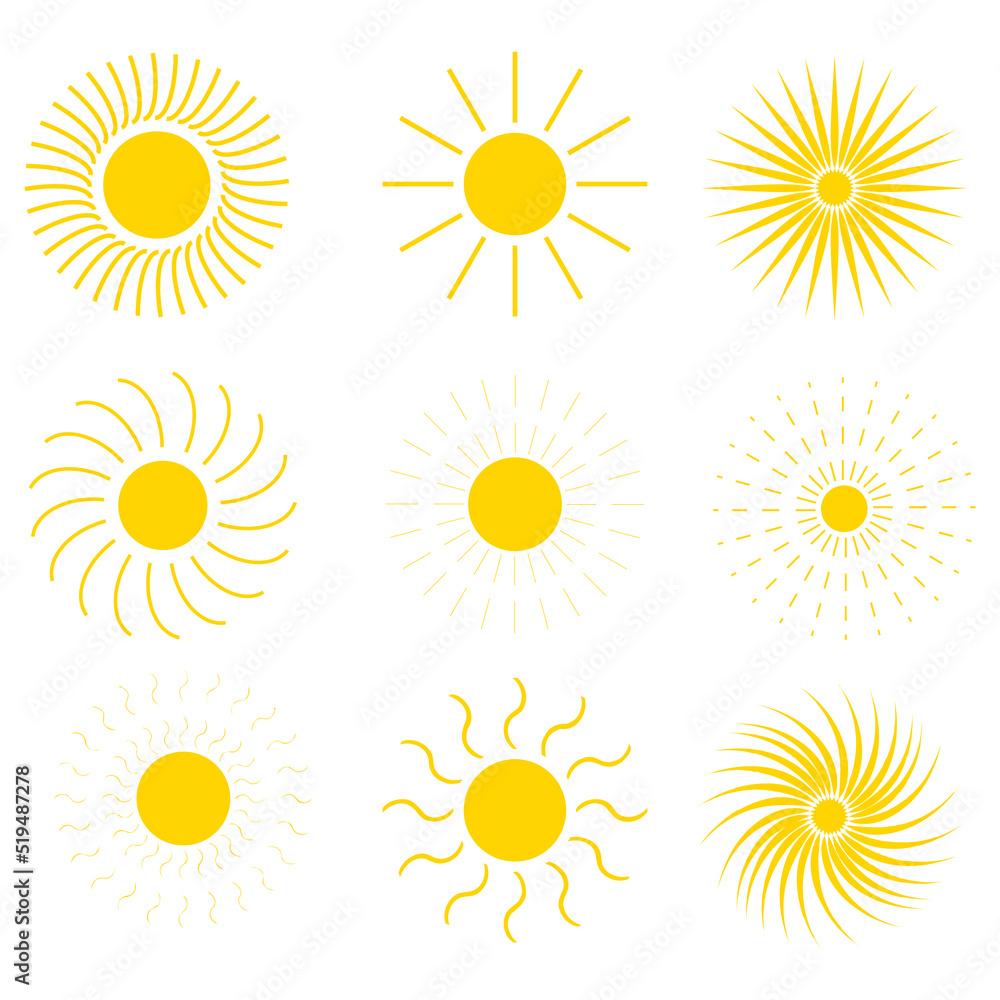 Yellow set sun. Hot weather symbol. Design element. Vector illustration. stock image. Yellow set sun. Hot weather symbol. Design element. Vector illustration. stock image.