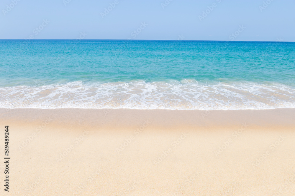 Empty clean sandy beach in south of Thailand, tropical island, summer outdoor day light
