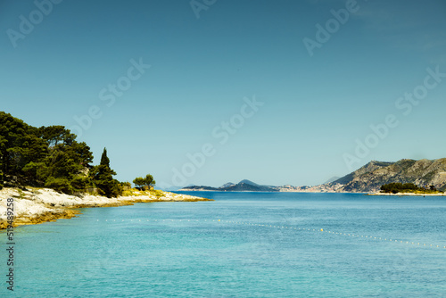 Sea landscape, Adriatic Sea, Croatia, mountains, islands in the horizon, June, sunny day, clear sky