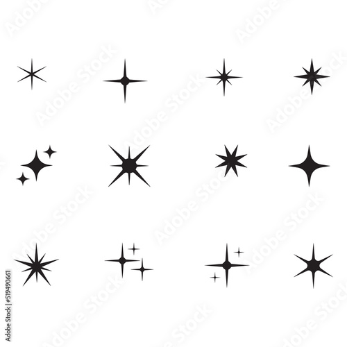 Twinkling stars Sparkle shining burst Christmas vector symbols isolated on white background