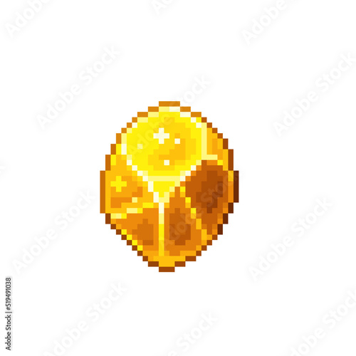 An 8-bit retro-styled pixel-art illustration of a gold nugget.