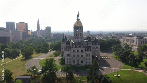 Capitol in Hartford Connecticut in 4K Aerial photo