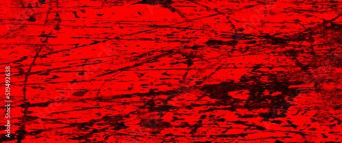 Red grunge halloween background with blood splash space on wall, cracked floor tile tile wall texture red background, red paper texture background. Paper empty for text. Dark design is blackboard. 