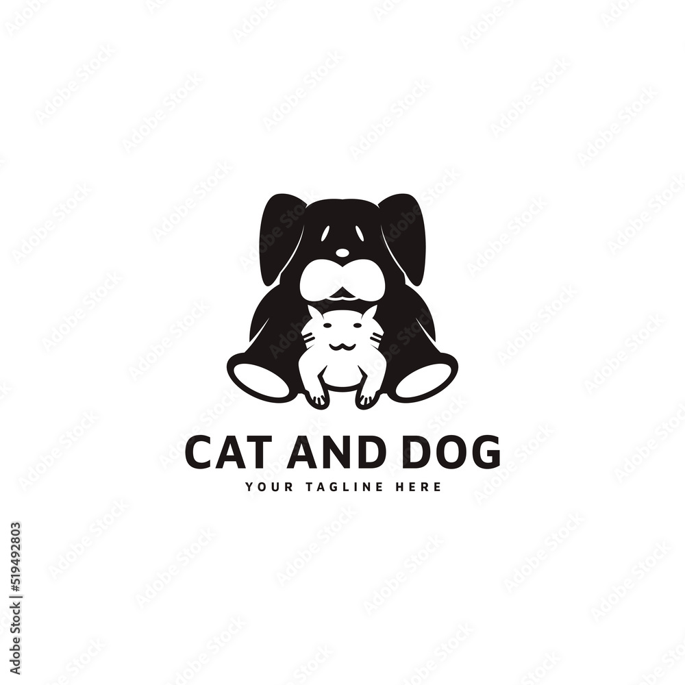 Cat and dog with negative space concept vector icon logo design Cat and dog with negative space concept vector icon logo design