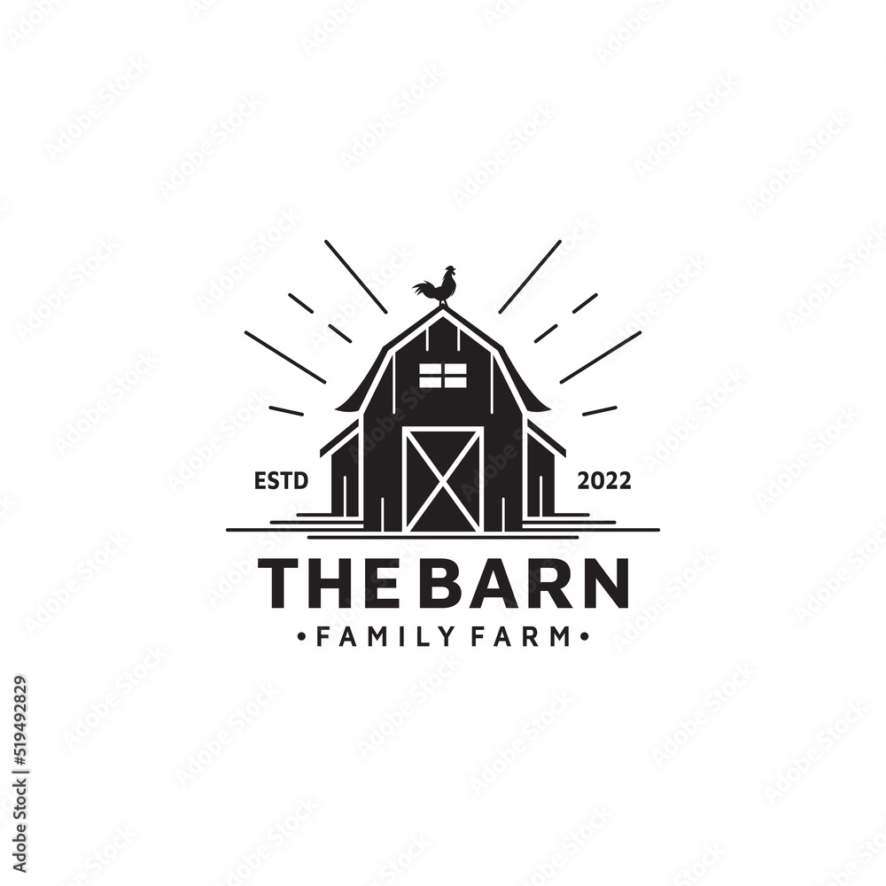 family farm vintage retro logo design, the farm rustic grunge vector illustration