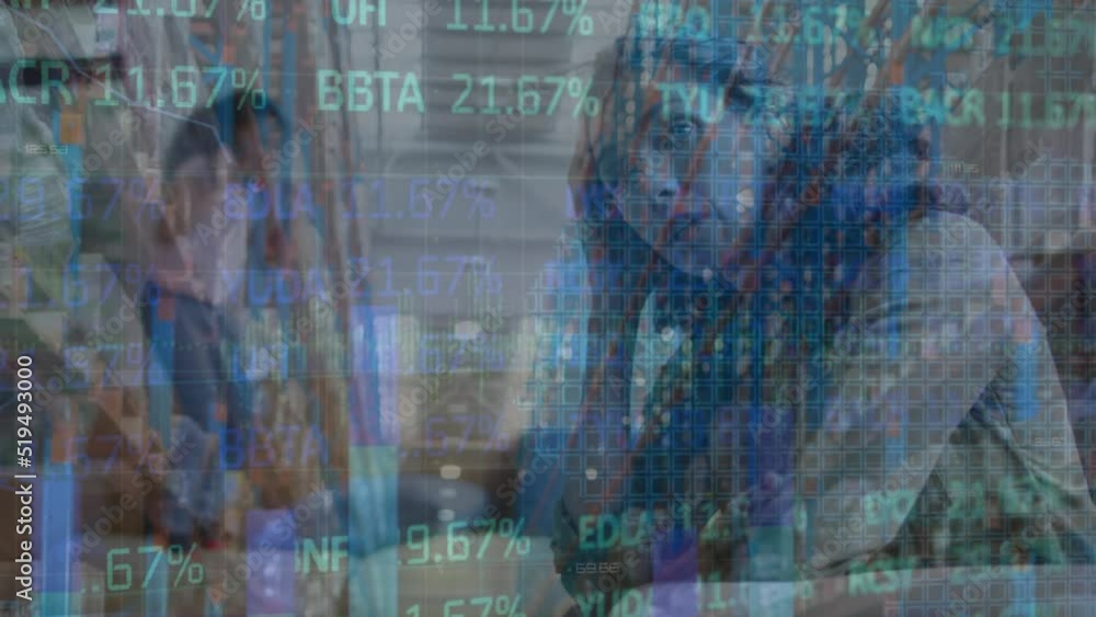Animation of data processing over sad biracial mother with daughter Animation of data processing over sad biracial mother with daughter