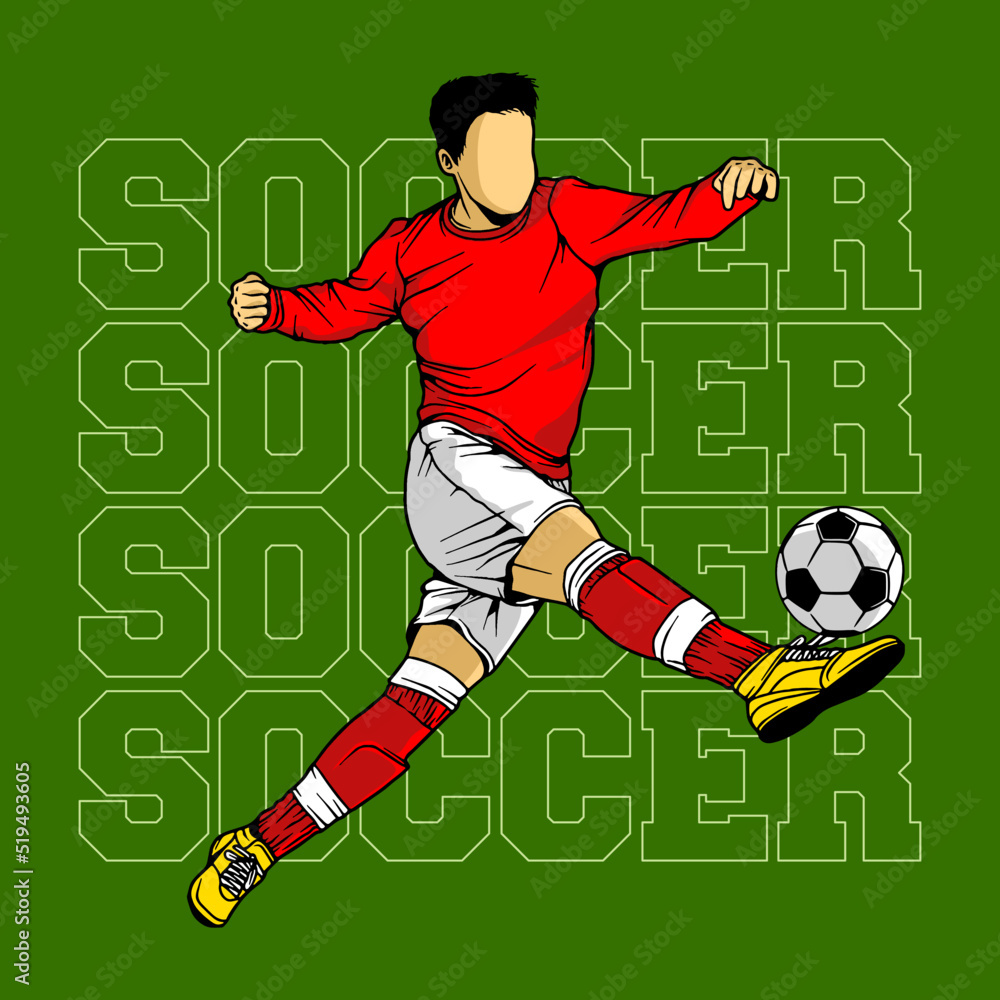 Fototapeta premium Vector illustrations of football, Illustrations of soccer ball players isolated in line art style, vector graphics for brochures, flyers, print.