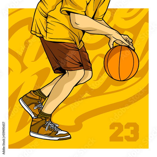 Basketball player vector illustration colored in line art isolated