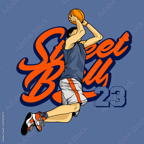 Basketball player vector illustration colored in line art isolated