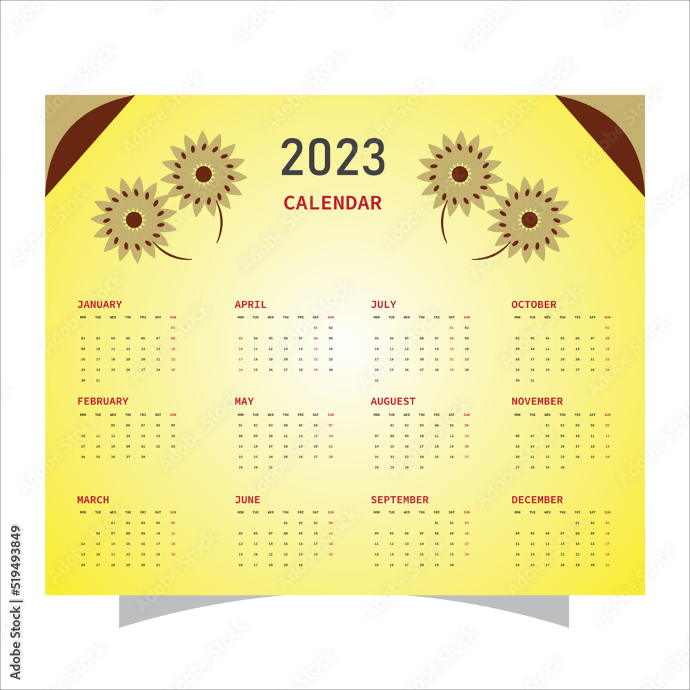 2023 Year Calendar Template Week Start Monday Planner Diary In A 