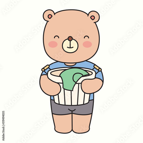 Little bear cleans cute colorful clothes_P1