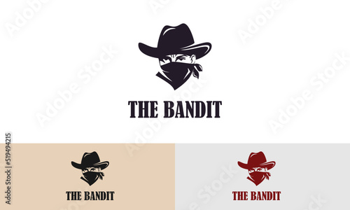Bandit Cowboy with Bandana Scarf Mask Logo illustration