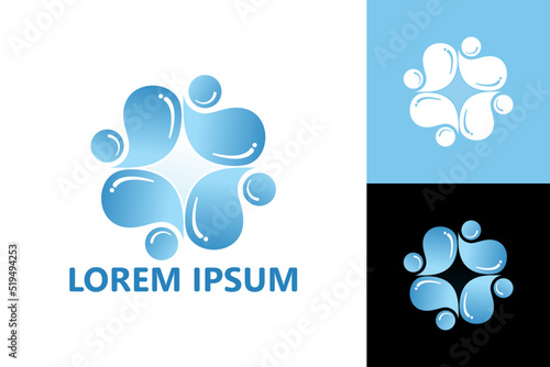 sparkling water droplets logo template design vector