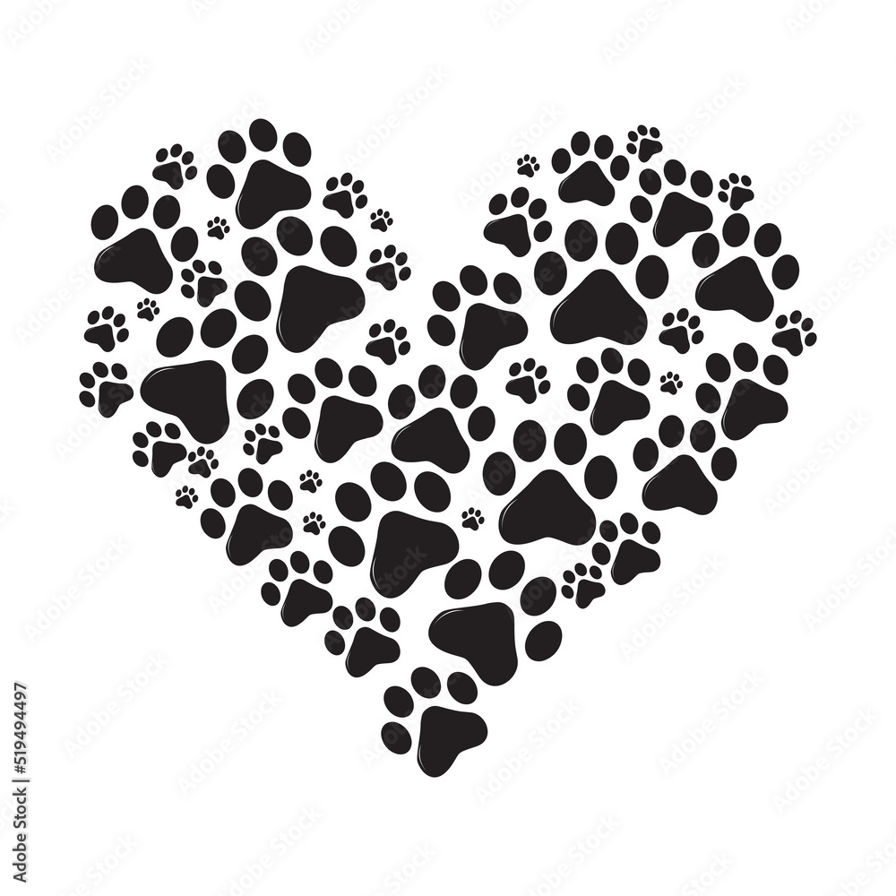 Animal love abstract colorful paw print logo background Animal love abstract colorful paw print logo background