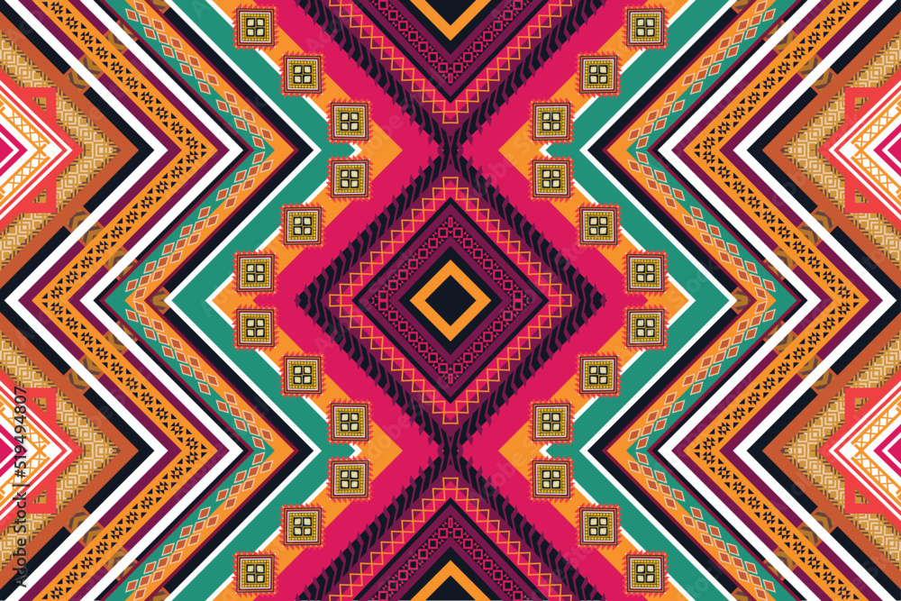 Geometric ethnic flower pattern for background,fabric,wrapping,clothing,wallpaper,Batik,carpet,embroidery style. Geometric ethnic flower pattern for background,fabric,wrapping,clothing,wallpaper,Batik,carpet,embroidery style.