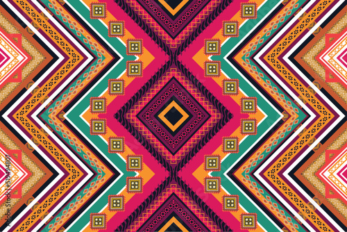 Geometric ethnic flower pattern for background,fabric,wrapping,clothing,wallpaper,Batik,carpet,embroidery style.