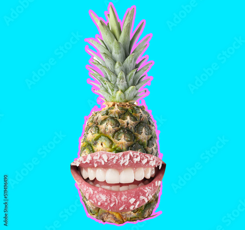 Funny ripe pineapple with p...