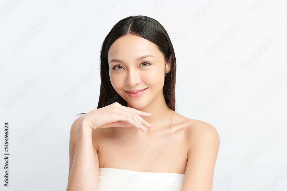 Beautiful young asian woman with clean fresh skin on white background, Face care, Facial treatment, Cosmetology, beauty and spa, Asian women portrait. Beautiful young asian woman with clean fresh skin on white background, Face care, Facial treatment, Cosmetology, beauty and spa, Asian women portrait.