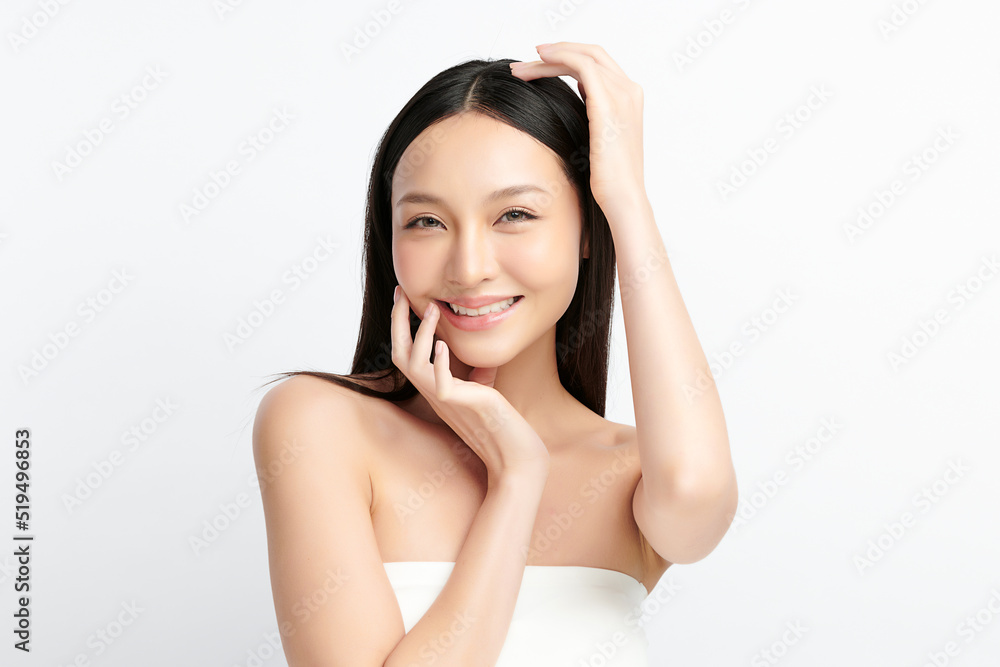 Beautiful young asian woman with clean fresh skin on white background, Face care, Facial treatment, Cosmetology, beauty and spa, Asian women portrait. Beautiful young asian woman with clean fresh skin on white background, Face care, Facial treatment, Cosmetology, beauty and spa, Asian women portrait.
