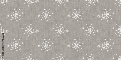 Fotografia Seamless christmas snowflake woven linen border