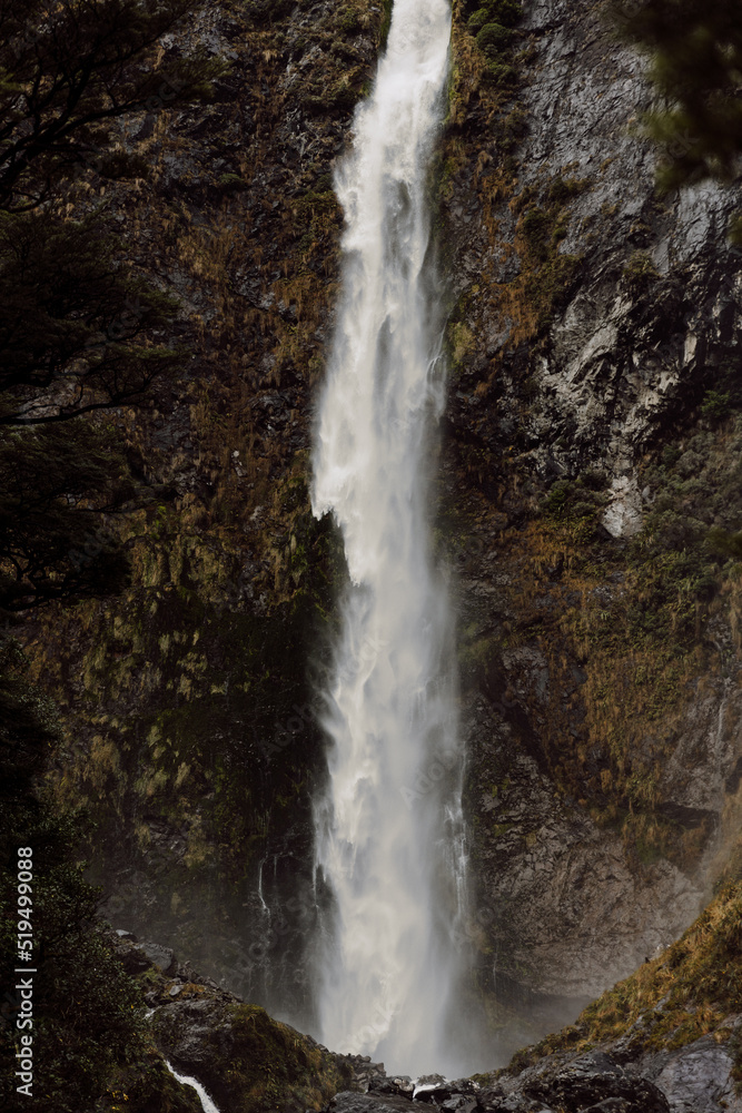 Devils Punchbowl Waterfall, South Island, New zealand.