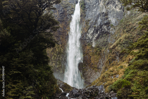 Devils Punchbowl Waterfall  South Island  New zealand.