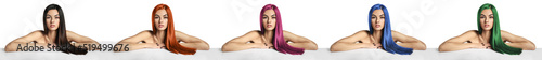 Set of beautiful young woma...
