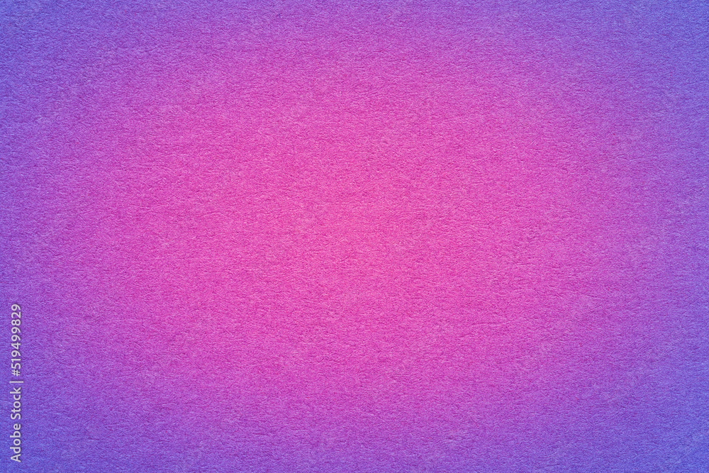 Fototapeta premium Texture of old dark blue and purple paper background, with holographic gradient frame, macro. Magenta craft cardboard