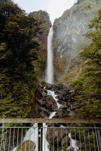 Devils Punchbowl Waterfall, South Island, New zealand. photo