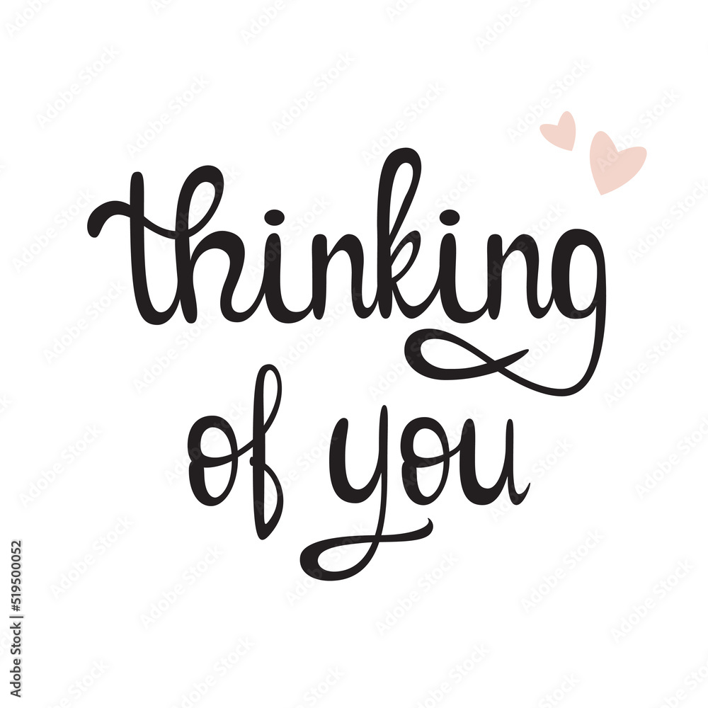Thinking af you. Lettering on a white background.