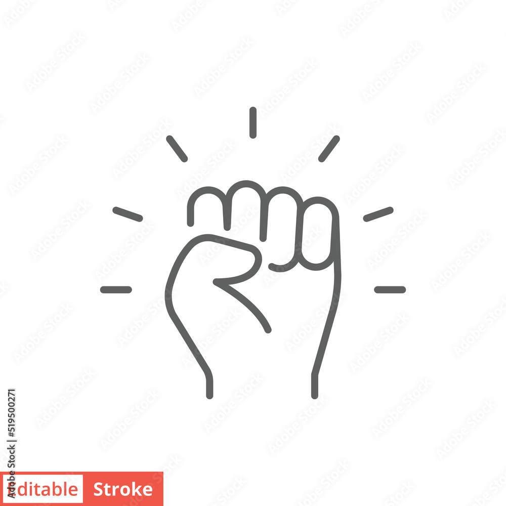 Fototapeta premium Empowerment icon. Simple outline style. Hand fist, empower, strength, courage, strong, power concept. Thin line vector illustration isolated on white background. Editable stroke EPS 10.