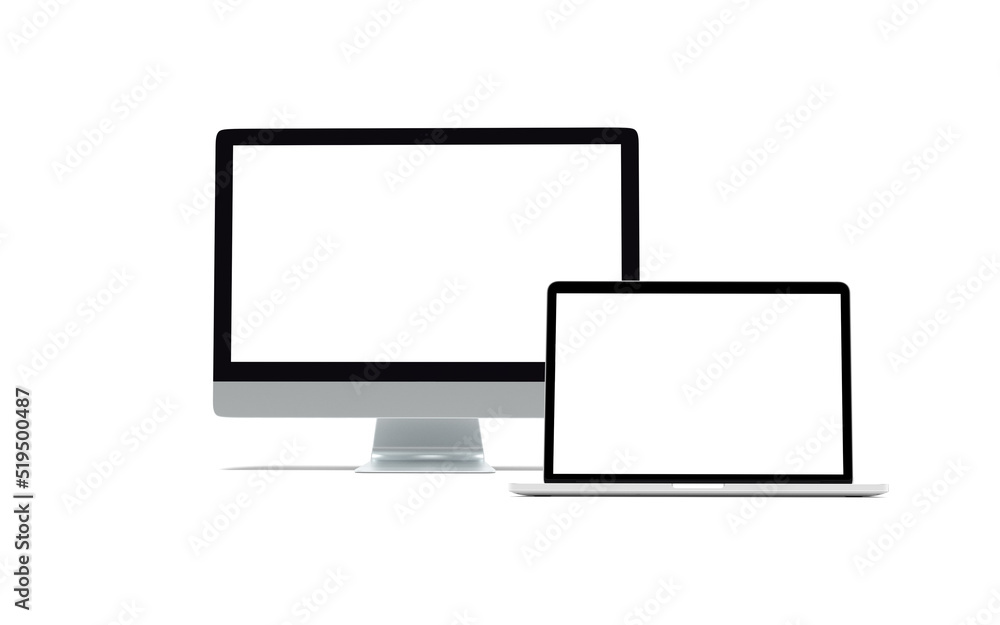 Multi devices mockup set technology and electronics. Isolated realistic blank laptop, desktop screen mockup Multi devices mockup set technology and electronics. Isolated realistic blank laptop, desktop screen mockup