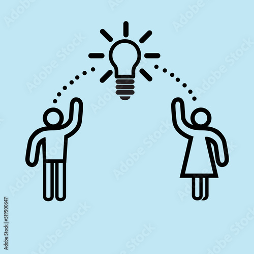 Simple line Symbol man woman sharing ideas