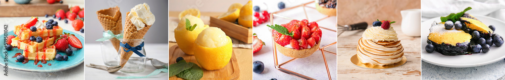 Collection of traditional desserts on table