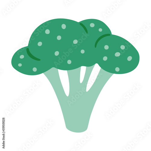 Cute broccoli icon. Vector flat hand drawn illustration in cartoon style