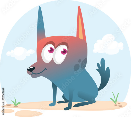 Cute cartoon  funny dog. Vector illustration