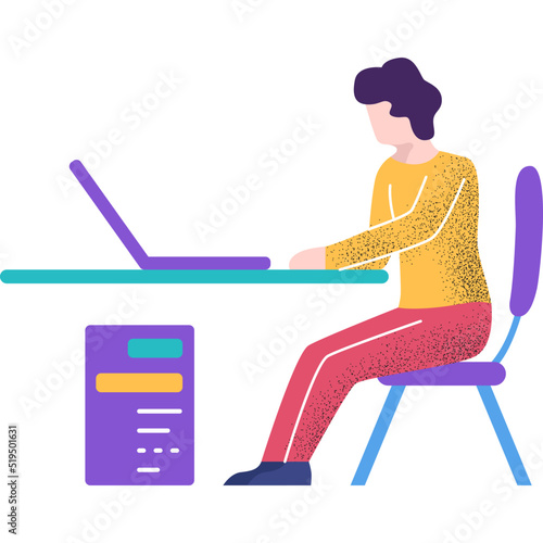 Man working online from home vector icon