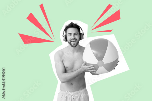 Happy young man with headph...