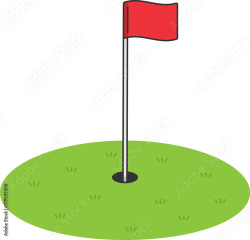 ゴルフのホールカップと旗のイラスト